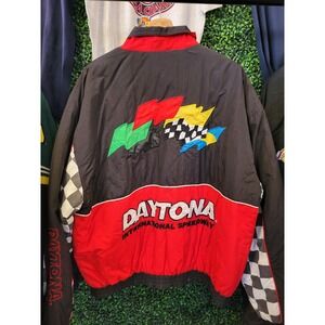vtg 90s NASCAR DAYTONA SPEEDWAY Jacket xl // nascar checkered flag speedway race